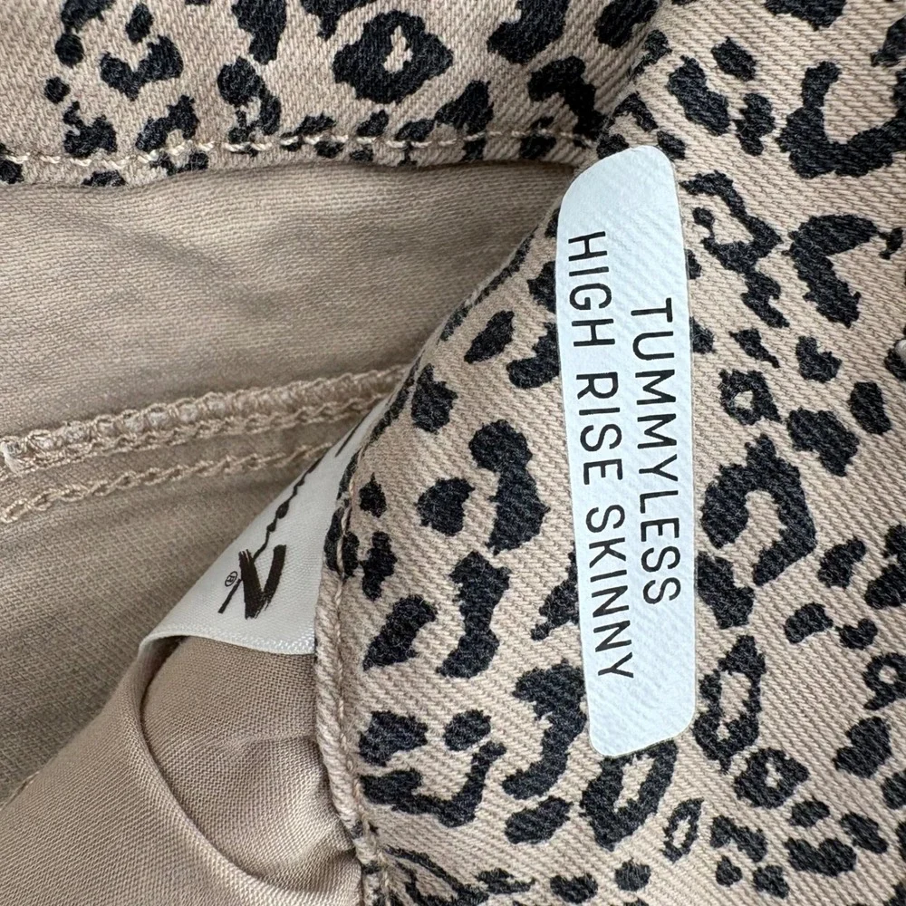 Seven7 Womens Tummyless High Rise Skinny Jeans Leopard Print Tan Black 20W‎ NEW